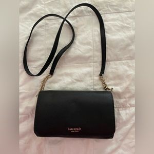 Kate Spade black leather crossover clutch/wallet with removable strap
